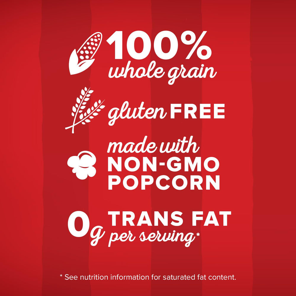 Non-GMO kettle corn kernels shown for wholesome flavor.