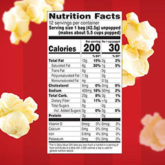 Orville Redenbacher's butter microwave bag ready to pop for cinema-like flavor.