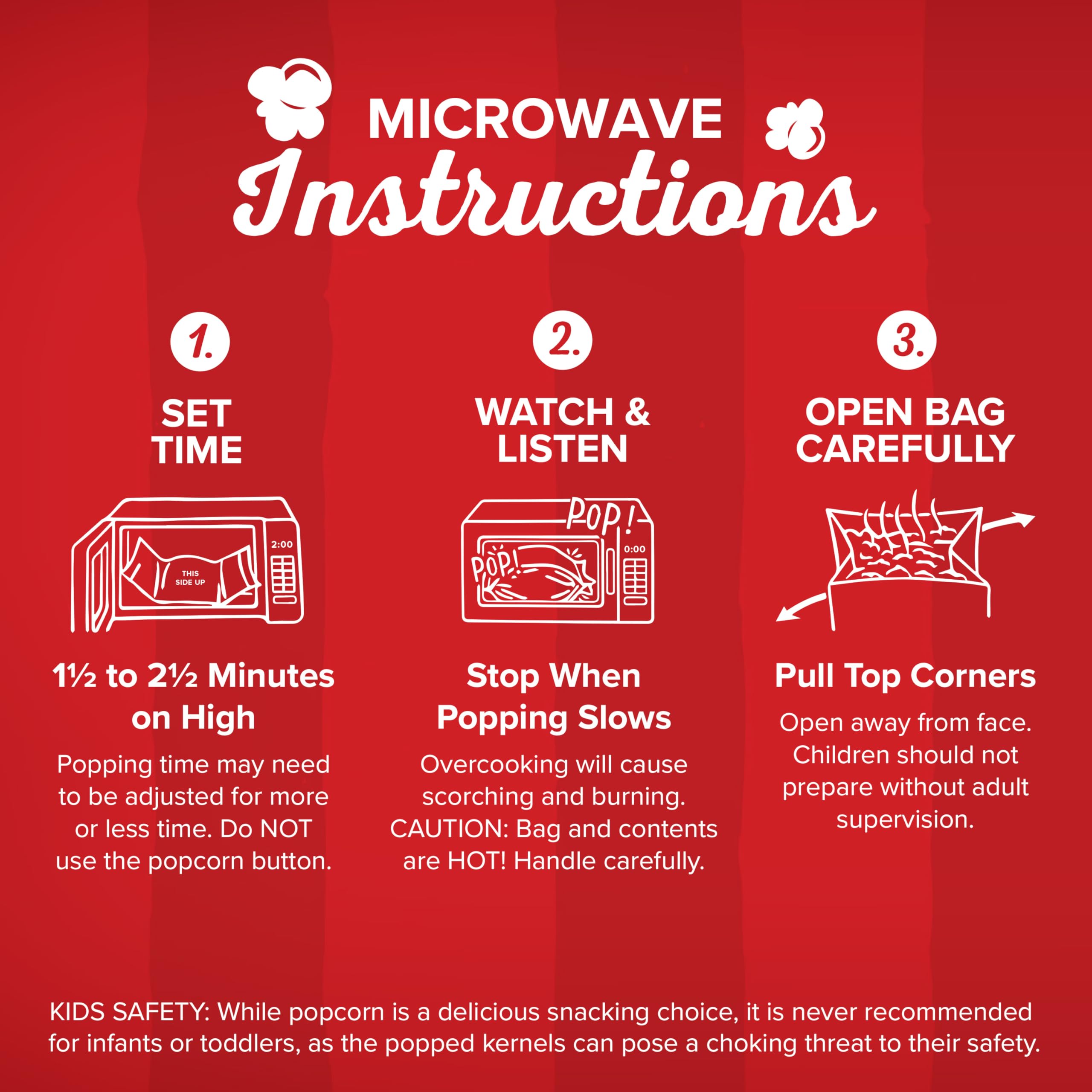 Orville Redenbacher's microwave-ready popcorn prep steps for busy evenings.