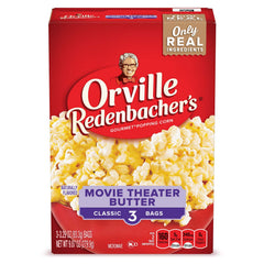 Orville Redenbacher's Movie Theater Butter popcorn bags ready for movie night.