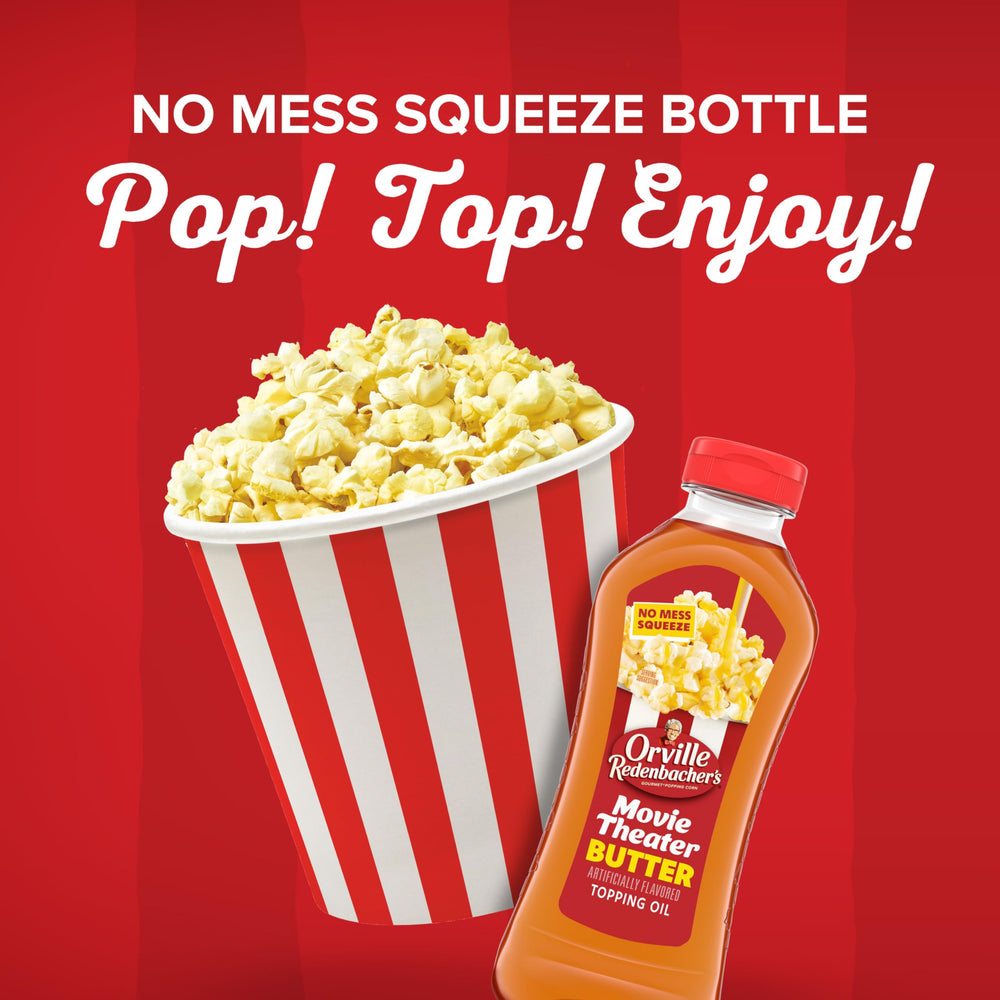 Orville Redenbacher's topping oil drizzle on popcorn for theater-worthy flavor