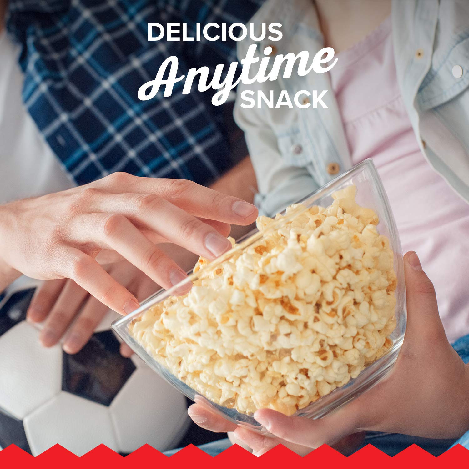 Natural color dyes noted on Orville Redenbacher's packaging for a vibrant appearance.
