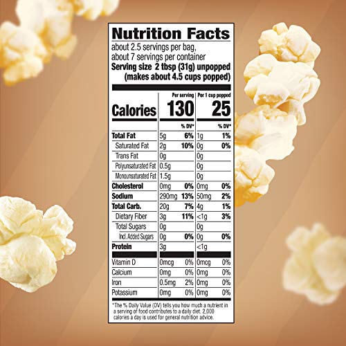 Orville Redenbacher's Naturals bag highlights a light, fluffy texture ideal for movie nights.