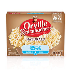 Orville Redenbacher's Naturals Simply Salted box front highlighting gluten-free, natural ingredients.