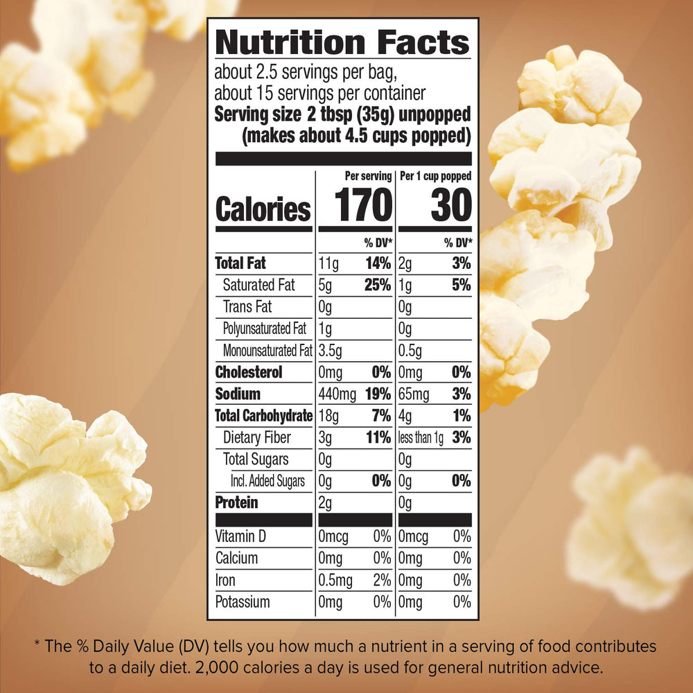 Orville Redenbacher's Naturals Simply Salted microwave bags ready for quick two-minute prep.