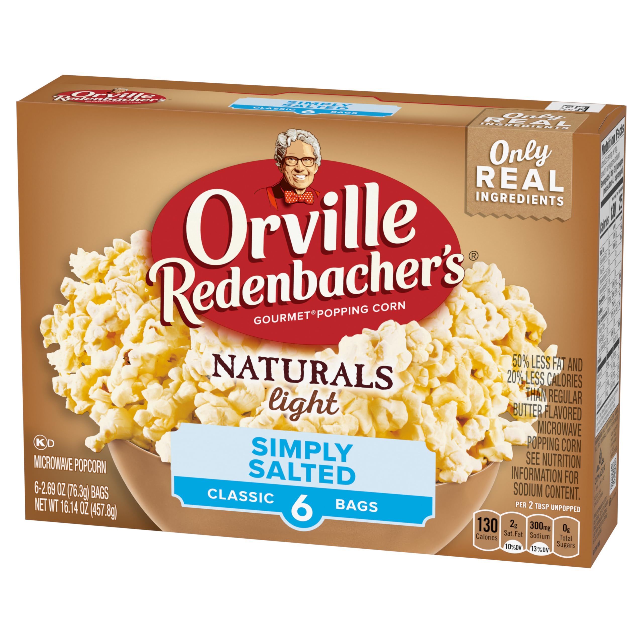 Orville Redenbacher's Naturals Simply Salted popcorn salt crystals hint at flavor.