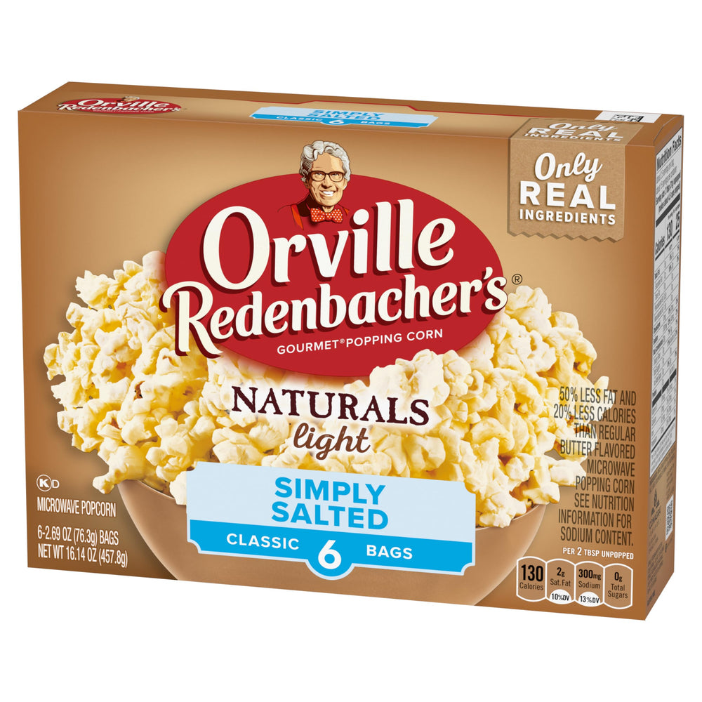 Orville Redenbacher's Naturals Simply Salted popcorn salt crystals hint at flavor.