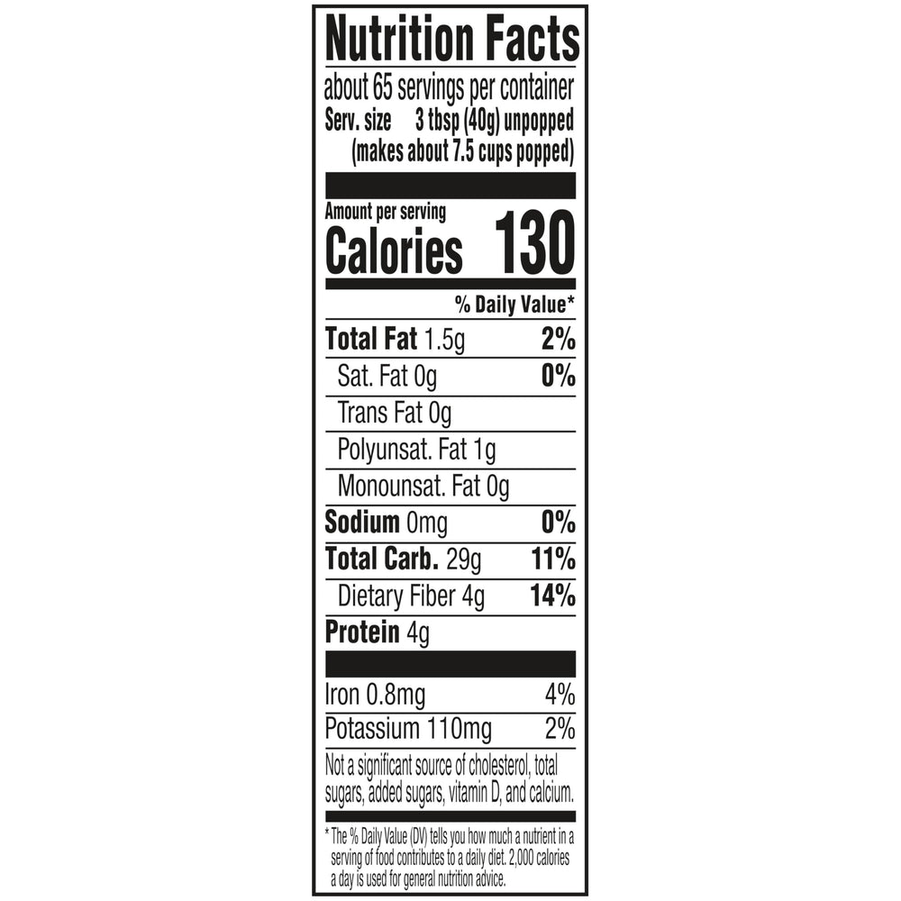 Non-GMO verification badge on Orville Redenbacher's kernel packaging.