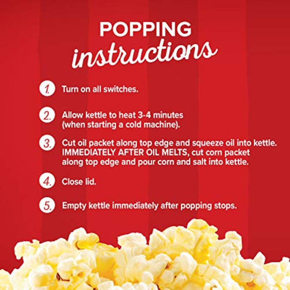 Popcorn machine refill pack ready for in-store pop-up displays.