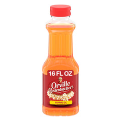 Orville Redenbacher's popping oil bottle shows a glossy, buttery finish for popcorn.