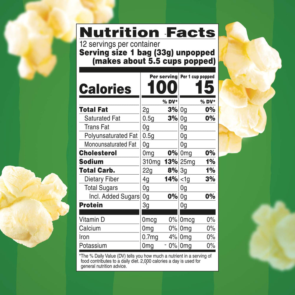 Orville Redenbacher's Smart Pop! Butter microwave bag ready in minutes for fresh popcorn.