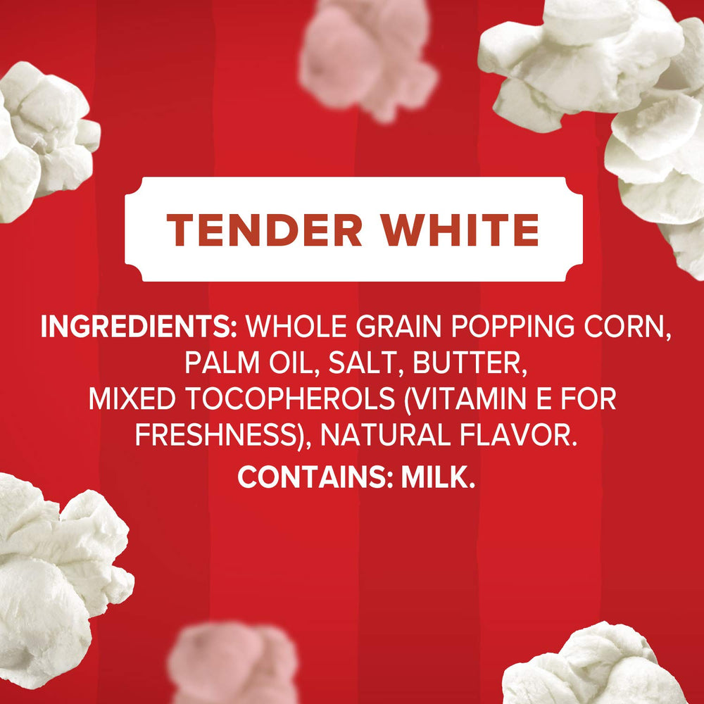 Orville Redenbacher's Tender White popcorn ingredients emphasizing natural kernels