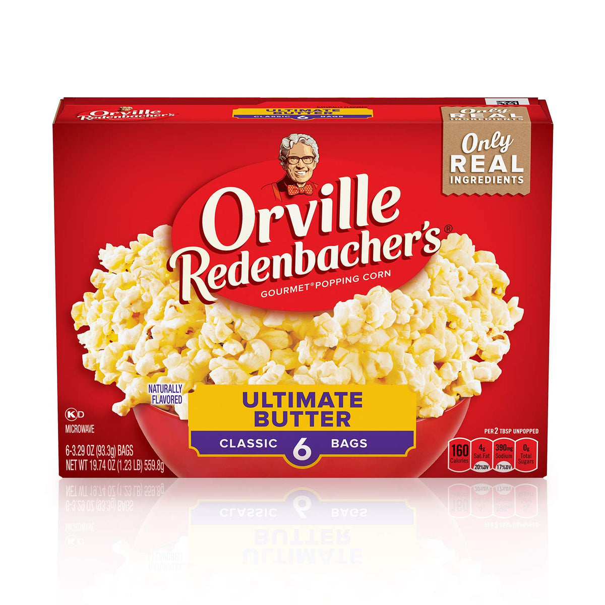 Orville Redenbacher's Ultimate Butter microwave popcorn bag ready for family movie night.
