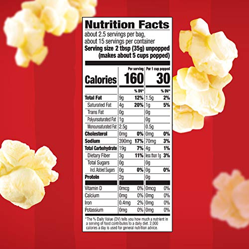 Orville Redenbacher's Ultimate Butter popcorn bag closeup showing rich, buttery flavor.