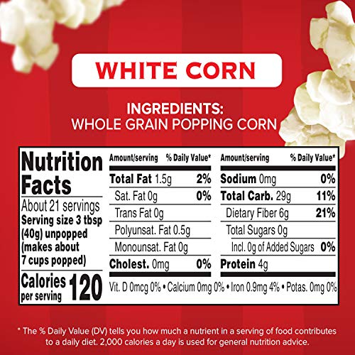 Orville Redenbacher's white gourmet kernels close-up showing quality and texture