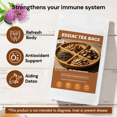 Oryvox Essiac tea burdock root highlighting natural herbal blend
