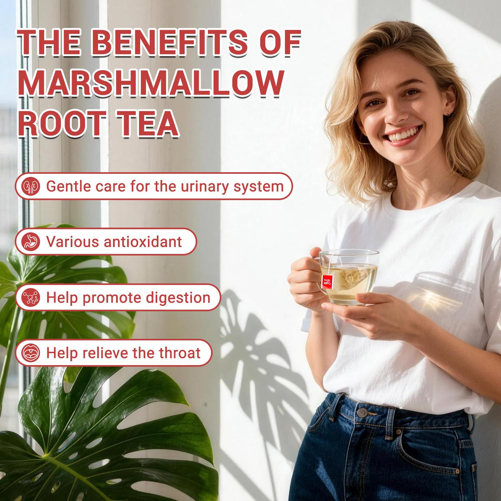 Oryvox marshmallow root tea bags inside pack for convenient daily use