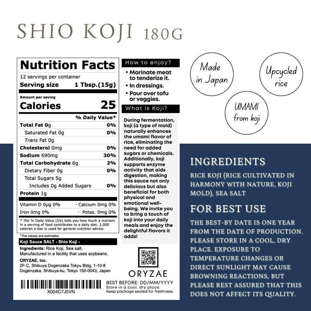 ORYZAE UMAMI Salt Koji bottle pour for tenderizing meats.