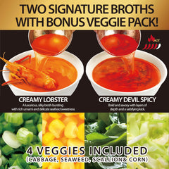 O'scallion veggie pack adds cabbage, scallions, corn, and seaweed for color.