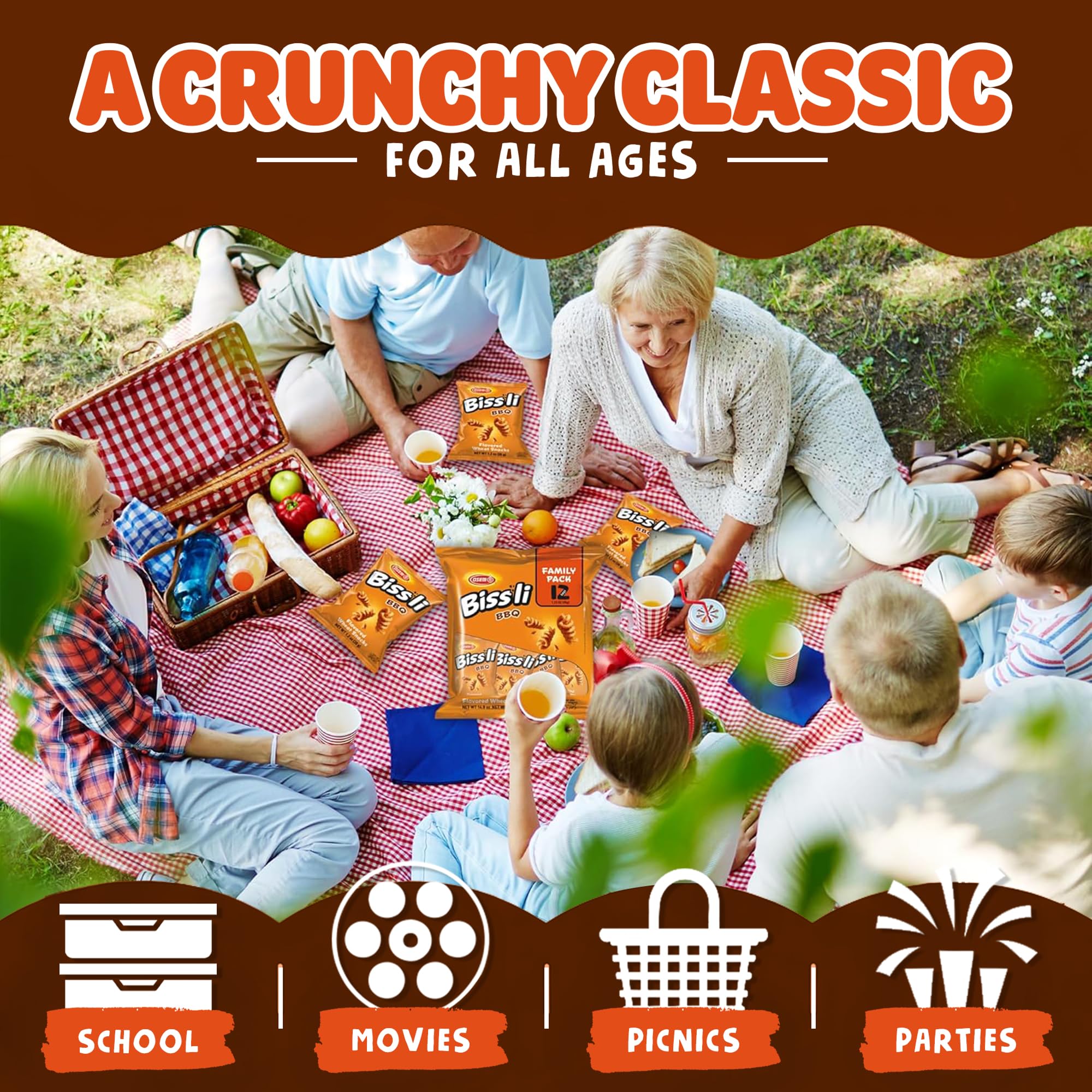 Bissli kosher parve labeling visible with natural spices.