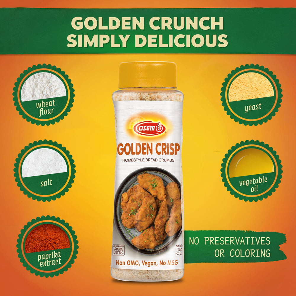 Coated chicken with Osem Golden Crisp Bread Crumbs delivering golden, crunchy crust.