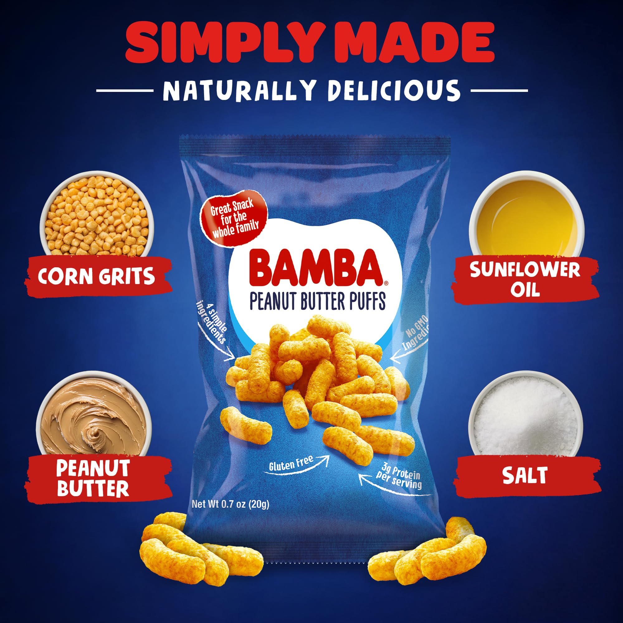Osem Gratify Bamba grain-free puff close-up with light, crunchy texture