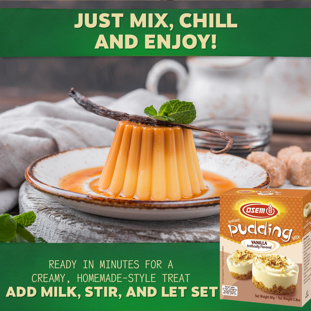 Osem prepared vanilla pudding cup, silky texture ready to enjoy.