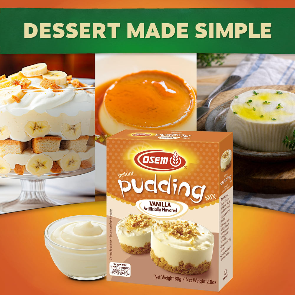 Osem vanilla pudding with fruit serving, parfait-ready dessert option.
