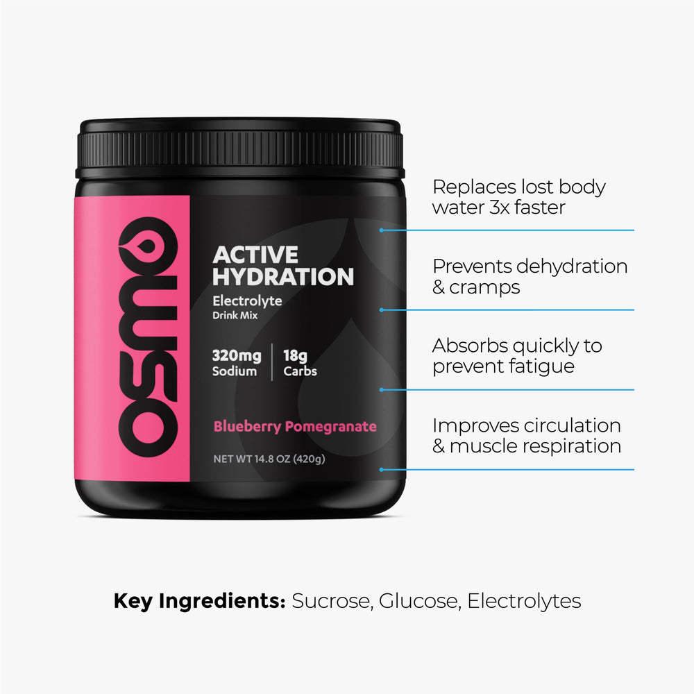 Osmo Active powder close-up texture highlighting natural fruit ingredients and mixability