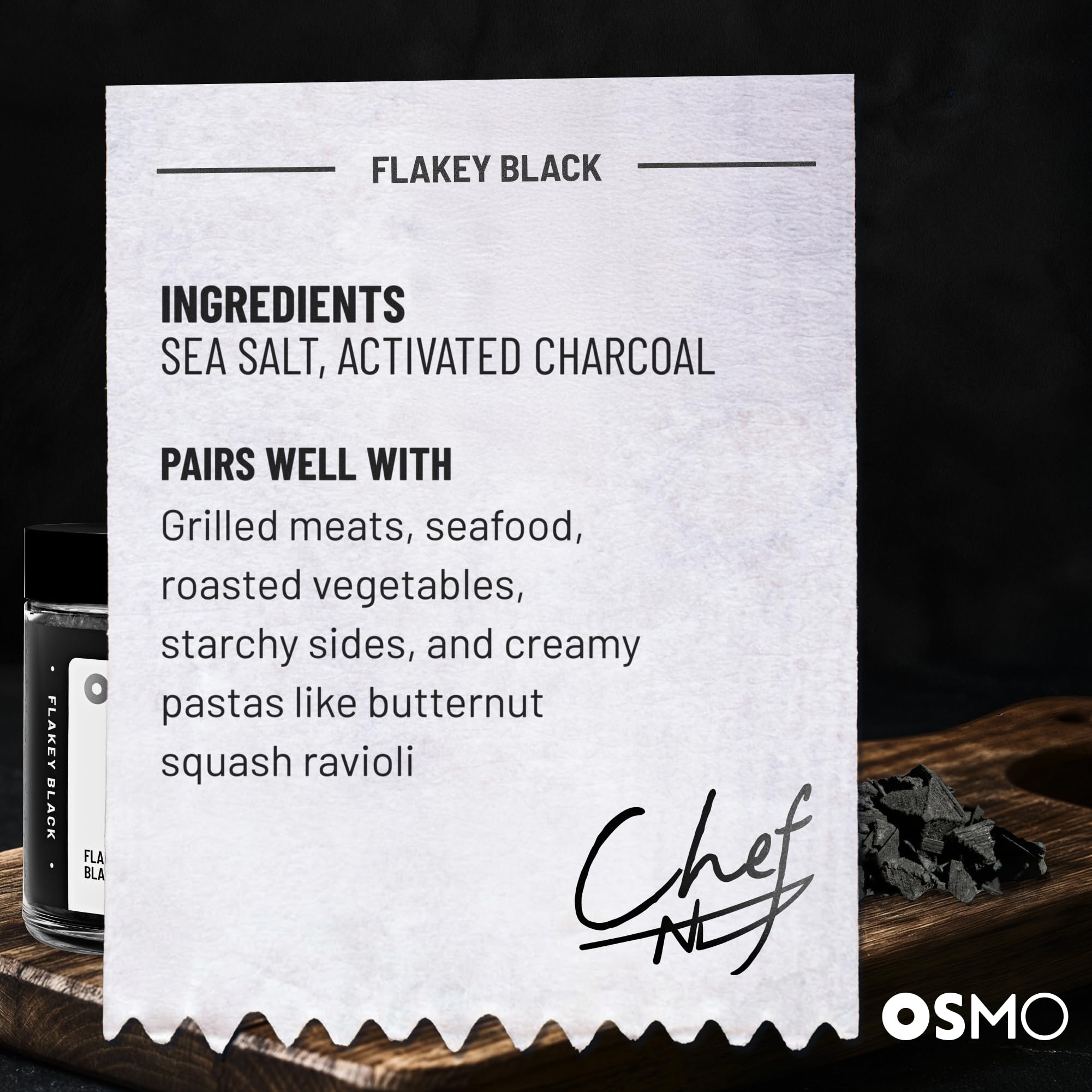 black flakes pouring from osmo jar demonstrating easy finishing application benefit