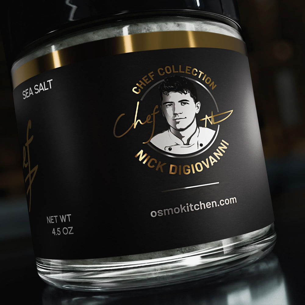 osmo label and chef signature indicating Chef Nick DiGiovanni branding