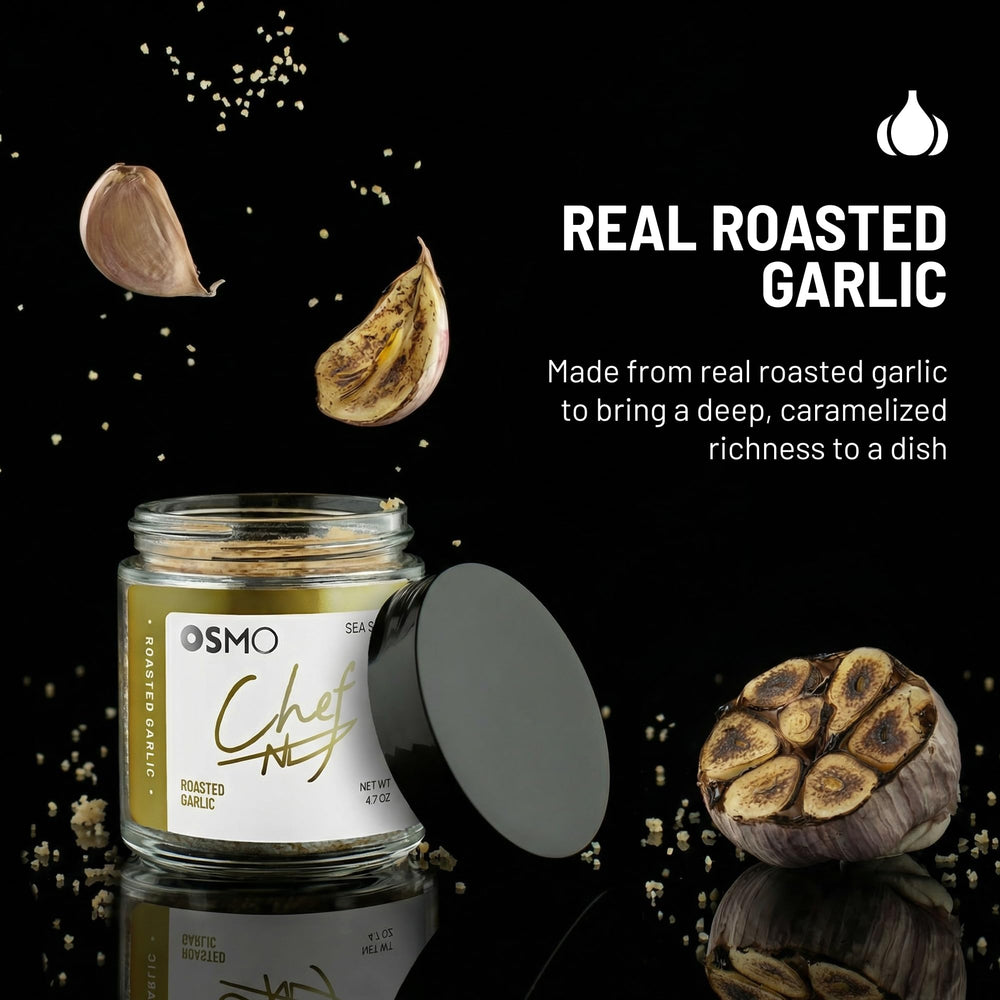 osmo close-up of roasted garlic flakes highlighting caramelized flavor