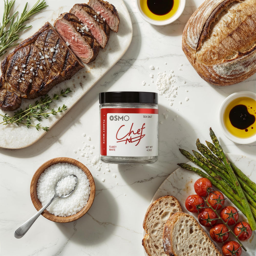 Osmo Flakey White Sea Salt finishing-plate — elevates vegetables with delicate crunch