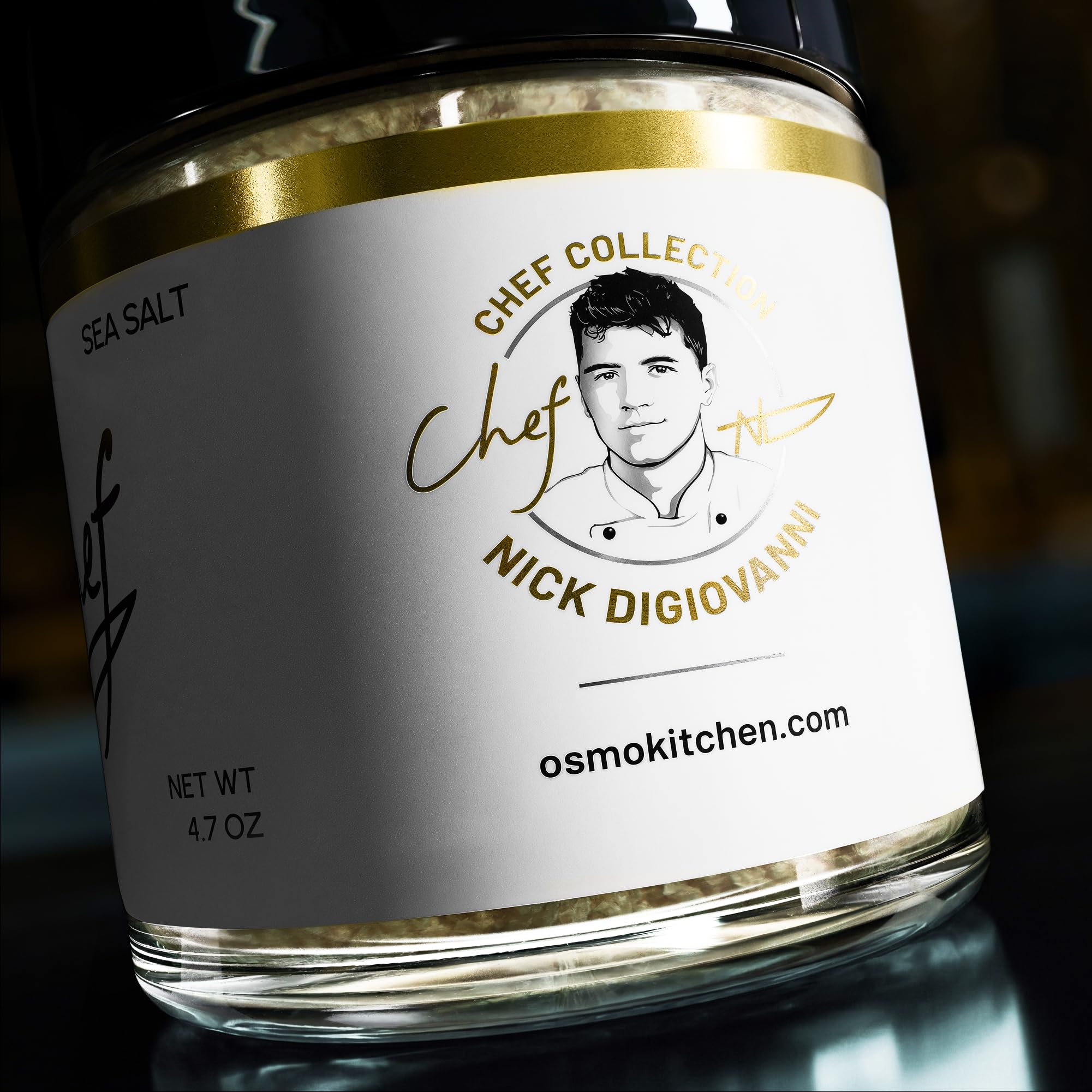 osmo label close-up with Chef Nick DiGiovanni branding for trust