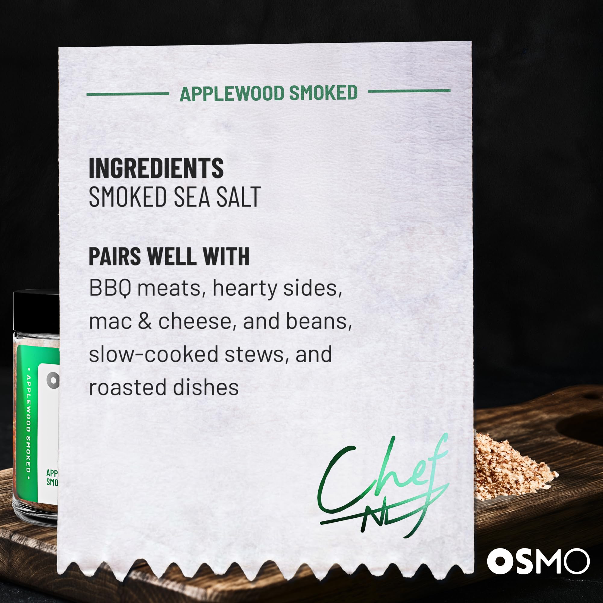 osmo jar beside teaspoon showing 2.8oz size and portioning benefit