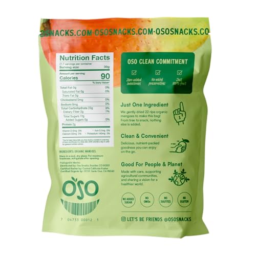 Oso Snacks organic mango slices with no sugar added for natural sweetness