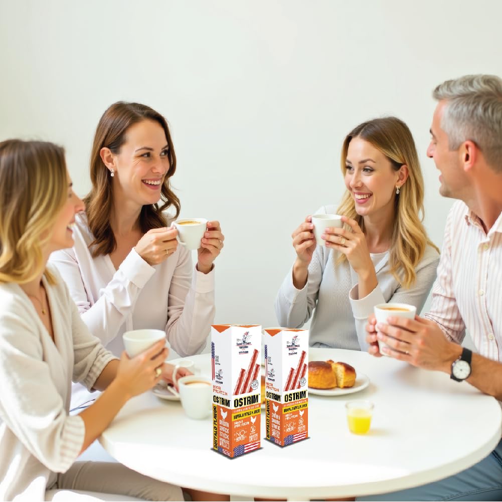 Ostrim keto-friendly buffalo wing jerky, supporting low-carb snacking.