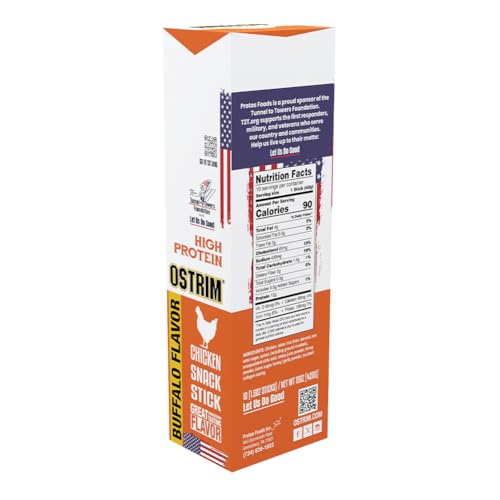 Ostrim Buffalo Wing jerky pack-front, convenient 10-stick multipack for meals.