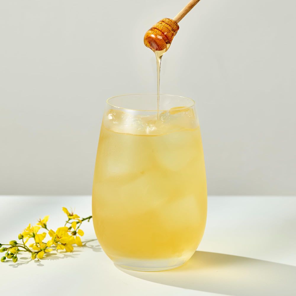 Osulloc cold brew iced tea with fruit visuals emphasizing refreshing chill.