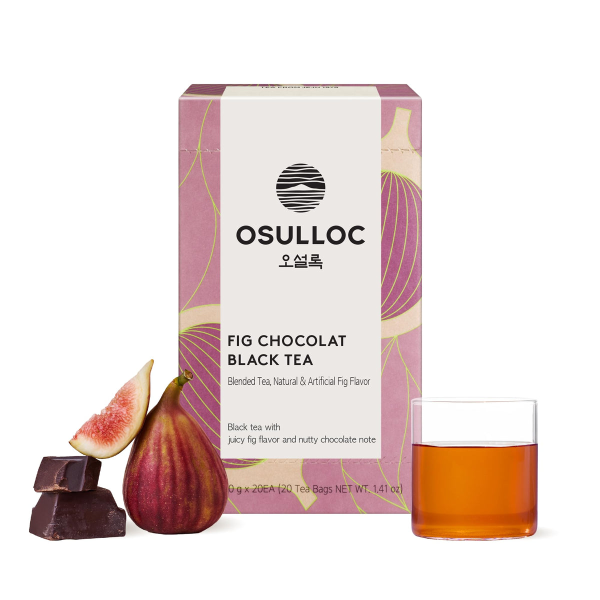 Osulloc Fig Chocolat Black Tea bag with fig and chocolate notes for a refined afternoon tea.