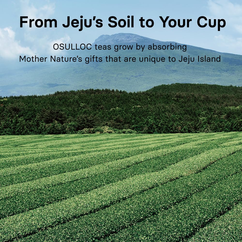 Osulloc green-tea aroma with ginger notes, ideal for refreshing afternoon break.