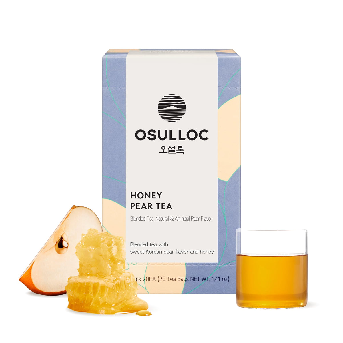 Osulloc Honey Pear Tea packaging showing premium teabags for easy brewing.