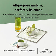 Osulloc Matcha powder close-up reveals fine, vibrant emerald sheen.