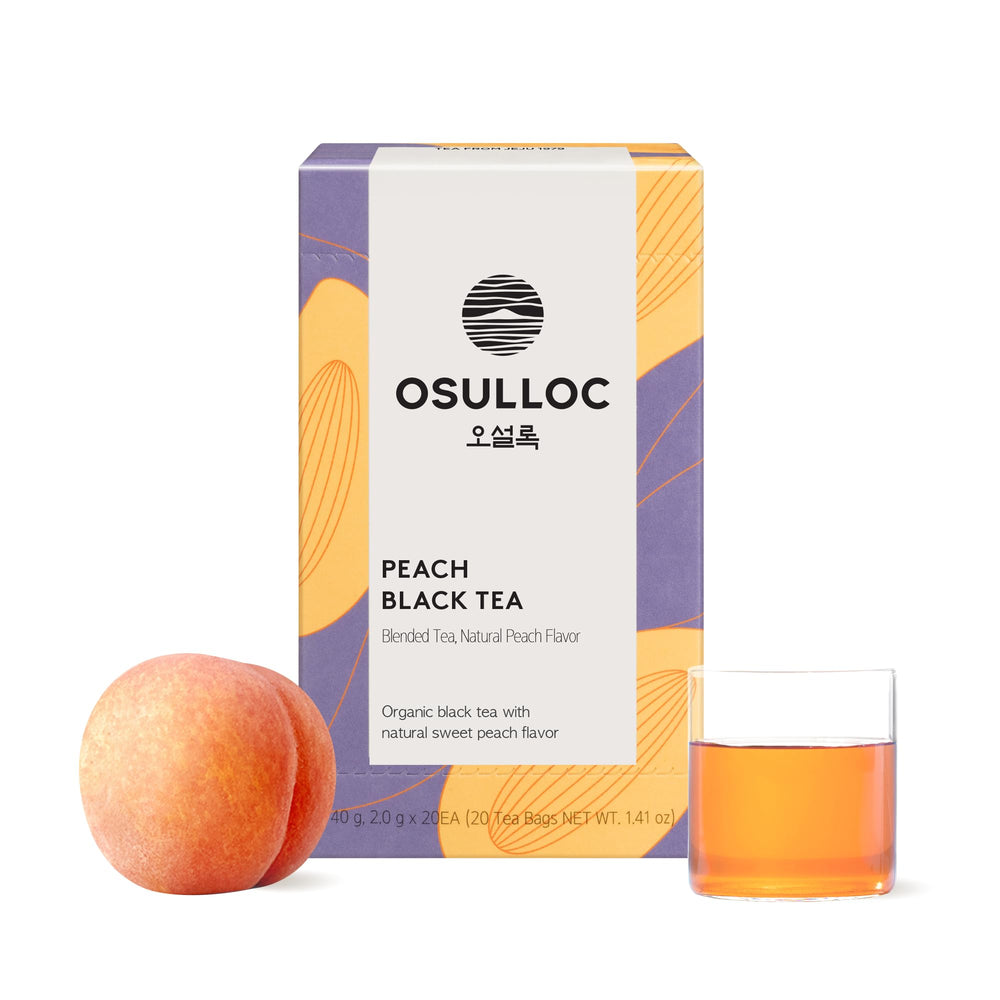 Osulloc Peach Black Tea teabag setup for easy home brewing
