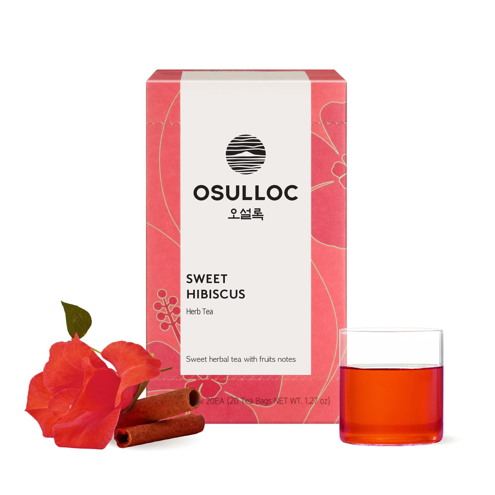 OSULLOC Sweet Hibiscus tea bag—lemon and cinnamon focus, caffeine-free relaxation.