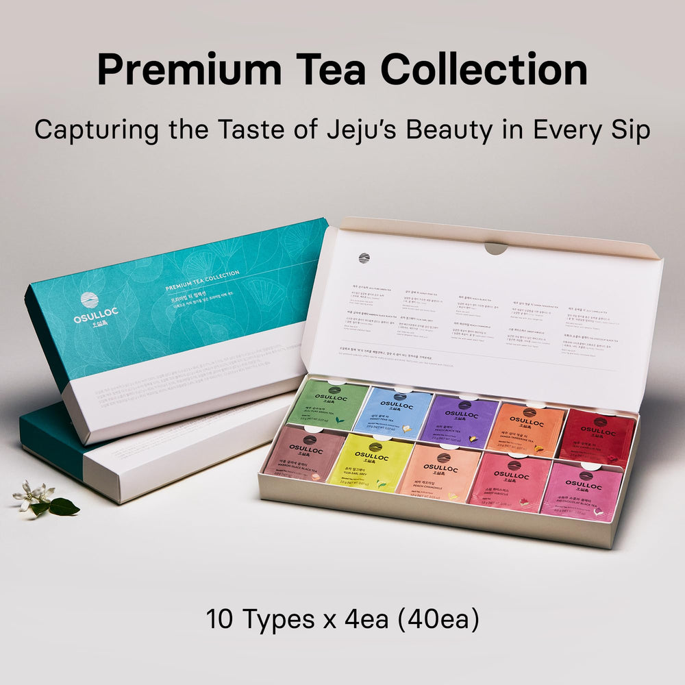 OSULLOC tea sampler with 10 flavors offers daily tastings.