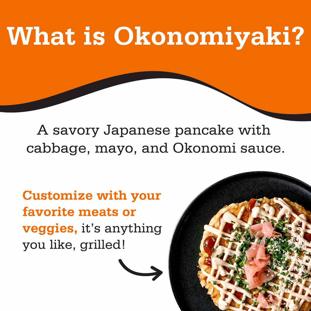 Otafuku recipe on bag showing how to assemble a party-ready okonomiyaki.