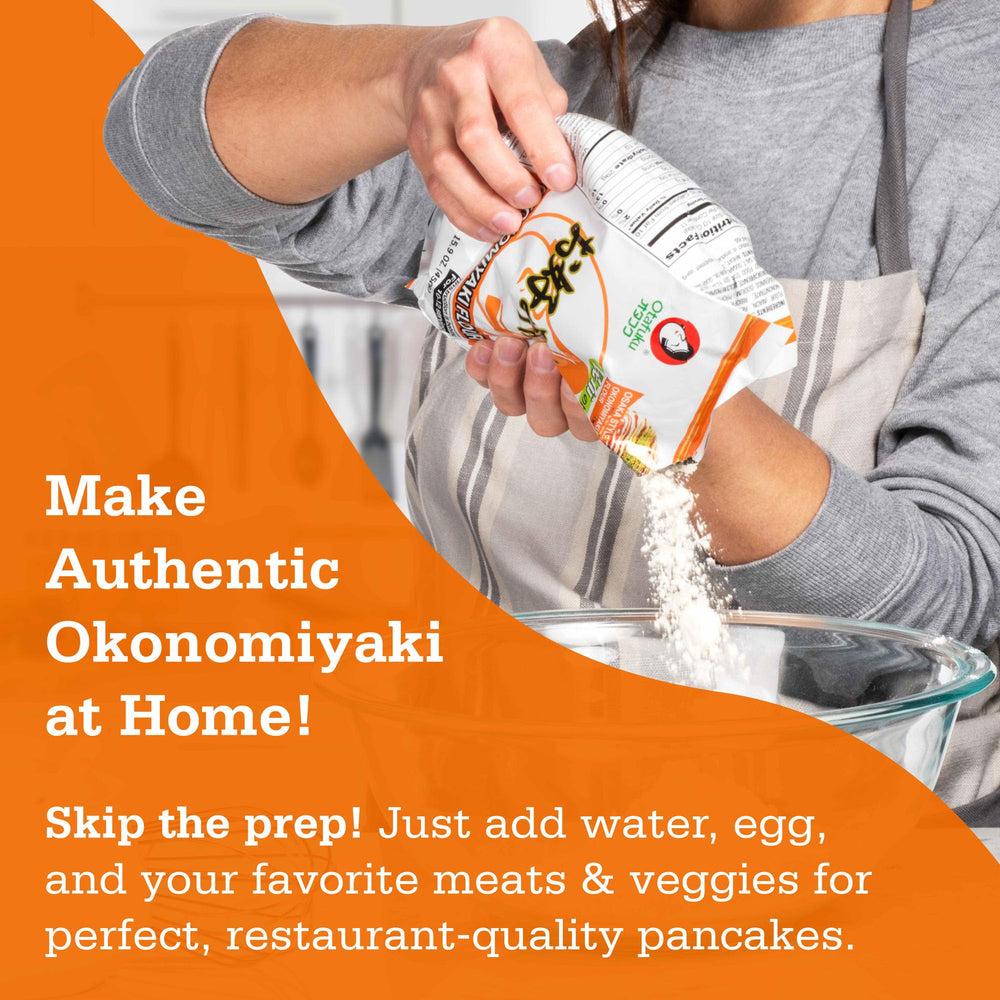 Toppings and ingredients ready to customize with Otafuku Okonomiyaki Flour.