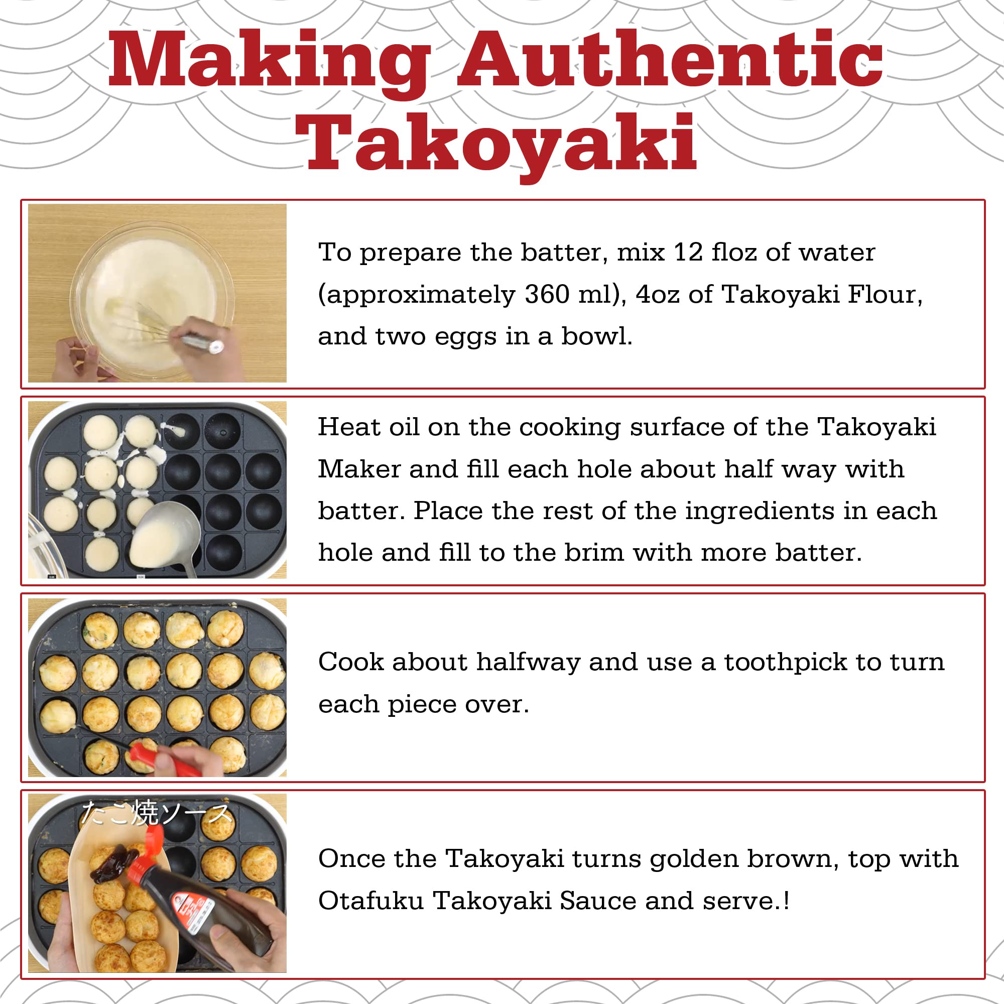 Otafuku Takoyaki batter prep bowl ready for mixing.