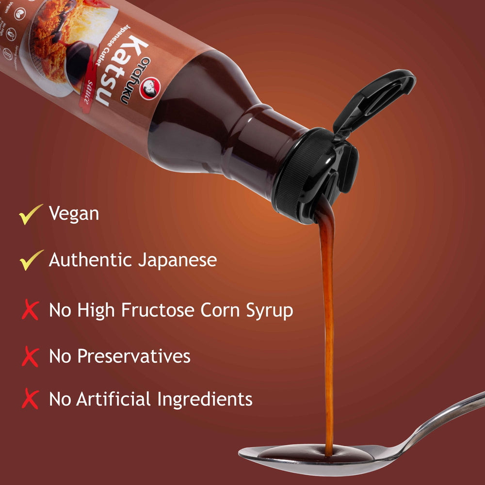 Close-up of Otafuku Tonkatsu Sauce bottle showing smooth consistency.
